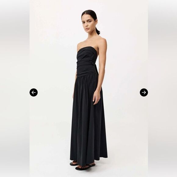 ST. AGNI Gathered Maxi Black Dress Strapless Tie Back Size XS - Picture 8 of 15